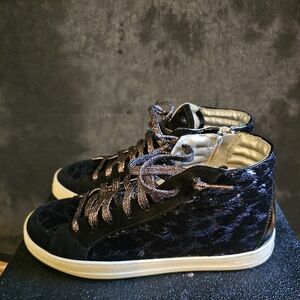 P448 Skate Hightop Sneaker. Black w/ Glitter Laces Women’s Size 41 (US 10) Italy